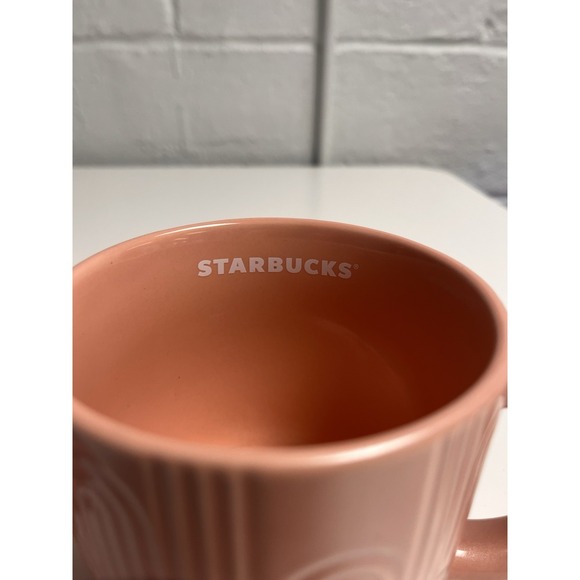 NEW Starbucks 2024 Embossed Curved Pastel Pink Pearlescent 14oz Mug SET OF 2 - Picture 6 of 11